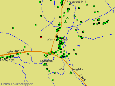 Walnut Creek, California environmental map by EPA
