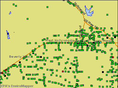 West Hollywood, California environmental map by EPA