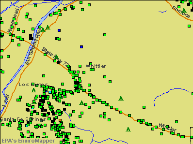 Whittier, California environmental map by EPA