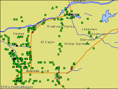 Winter Gardens, California environmental map by EPA