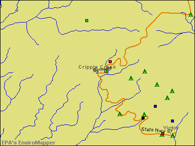 Cripple Creek, Colorado environmental map by EPA