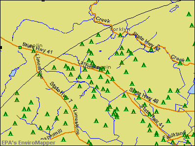 Hockessin, Delaware environmental map by EPA