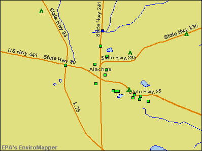 Alachua, Florida environmental map by EPA