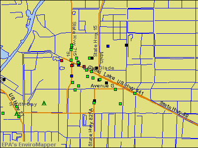 Belle Glade, Florida environmental map by EPA
