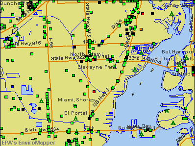Biscayne Park, Florida environmental map by EPA