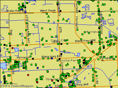 Carol City, Florida environmental map by EPA