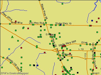 Ensley, Florida environmental map by EPA