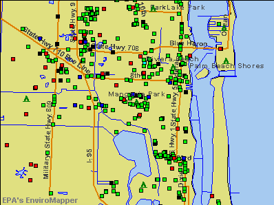 Mangonia Park, Florida environmental map by EPA