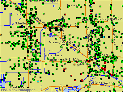 Miami Springs, Florida environmental map by EPA