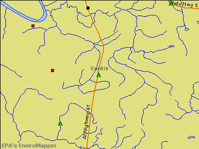 Sardis, Alabama environmental map by EPA
