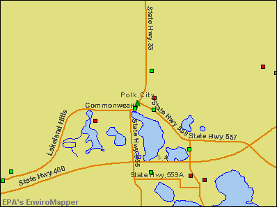 Polk City, Florida environmental map by EPA