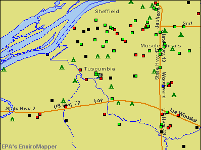 Tuscumbia, Alabama environmental map by EPA
