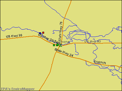 Shoshone, Idaho environmental map by EPA