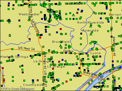 Brookfield, Illinois environmental map by EPA