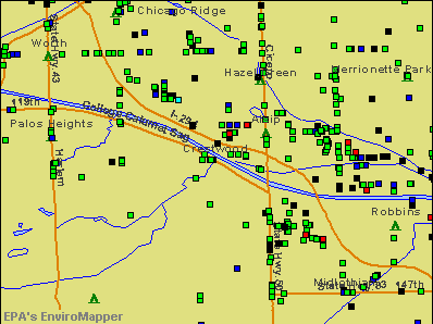 Crestwood, Illinois environmental map by EPA