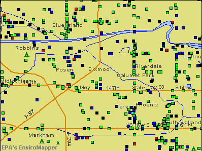 Dixmoor, Illinois environmental map by EPA