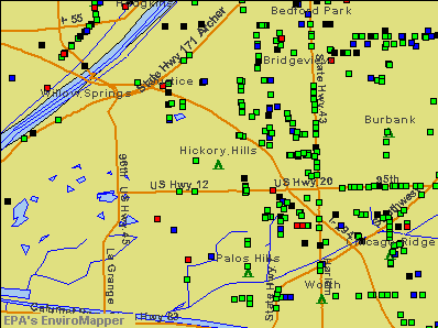 Hickory Hills, Illinois environmental map by EPA