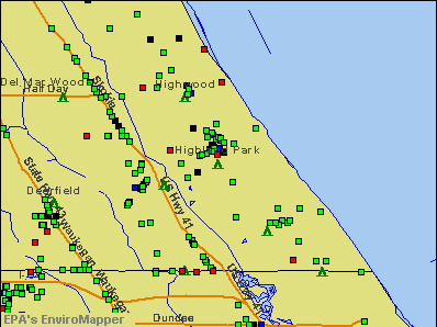 Highland Park, Illinois environmental map by EPA