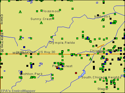 Olympia Fields, Illinois environmental map by EPA