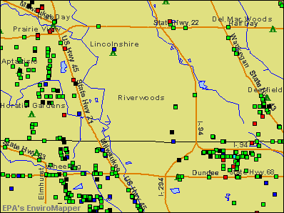 Riverwoods, Illinois environmental map by EPA