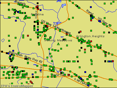 Rolling Meadows, Illinois environmental map by EPA