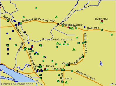 Rosewood Heights, Illinois environmental map by EPA