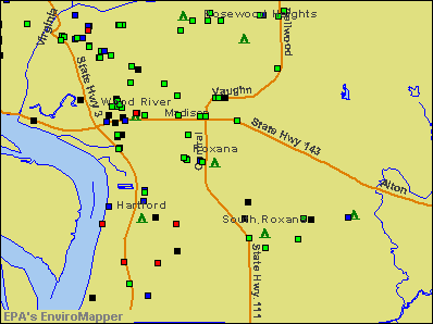 Roxana, Illinois environmental map by EPA