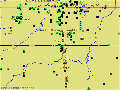 Steger, Illinois environmental map by EPA