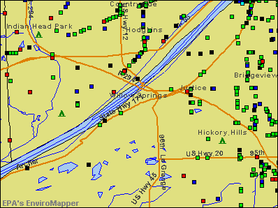 Willow Springs, Illinois environmental map by EPA
