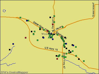 Woodstock, Illinois environmental map by EPA