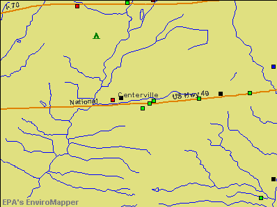 Centerville, Indiana environmental map by EPA