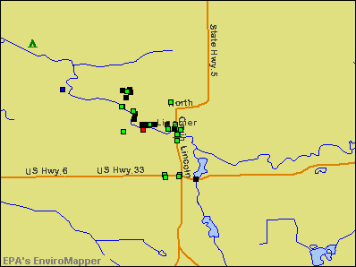 Ligonier, Indiana environmental map by EPA