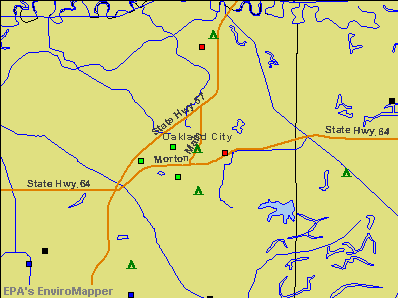 Oakland City, Indiana environmental map by EPA