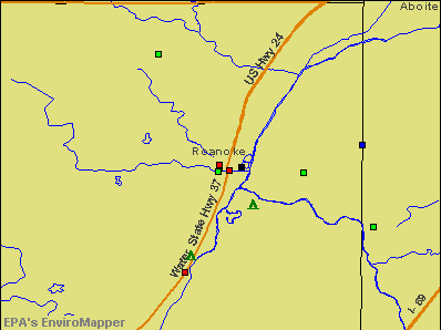 Roanoke, Indiana environmental map by EPA