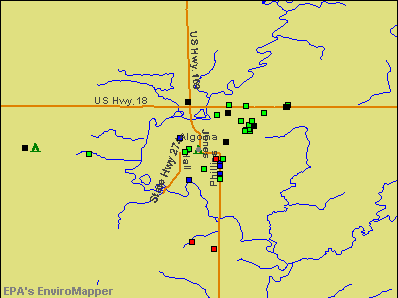 Algona, Iowa environmental map by EPA