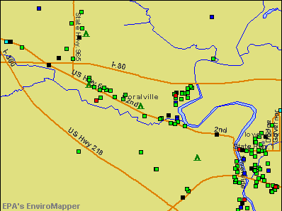 Coralville, Iowa environmental map by EPA