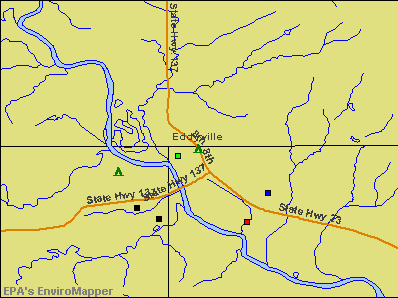 Eddyville, Iowa environmental map by EPA