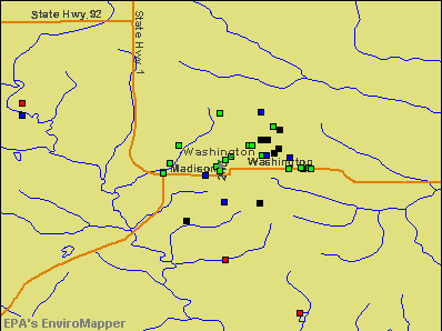 Washington, Iowa environmental map by EPA