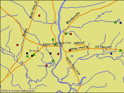Centreville, Alabama environmental map by EPA