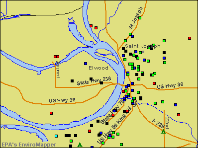 Elwood, Kansas environmental map by EPA