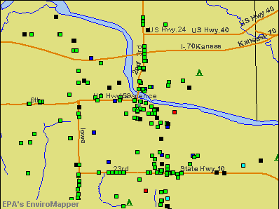 Lawrence, Kansas environmental map by EPA