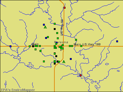 Parsons, Kansas environmental map by EPA
