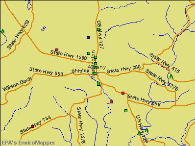 Albany, Kentucky environmental map by EPA