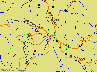 Barbourville, Kentucky environmental map by EPA