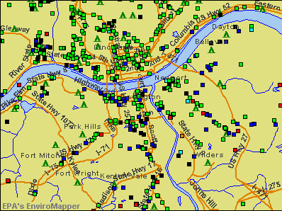 Covington, Kentucky environmental map by EPA