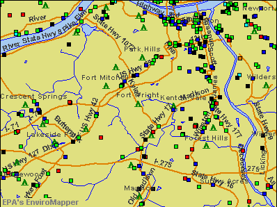 Fort Wright, Kentucky environmental map by EPA