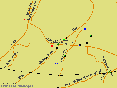 Horse Cave, Kentucky environmental map by EPA