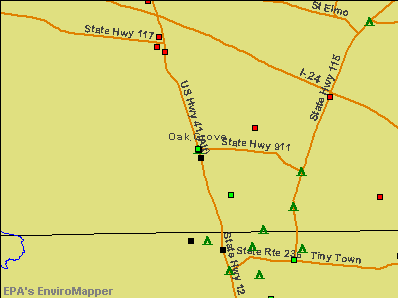 Oak Grove, Kentucky environmental map by EPA