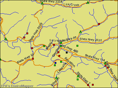 Salyersville, Kentucky environmental map by EPA