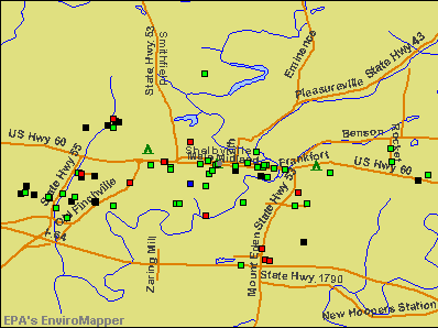 Shelbyville, Kentucky environmental map by EPA